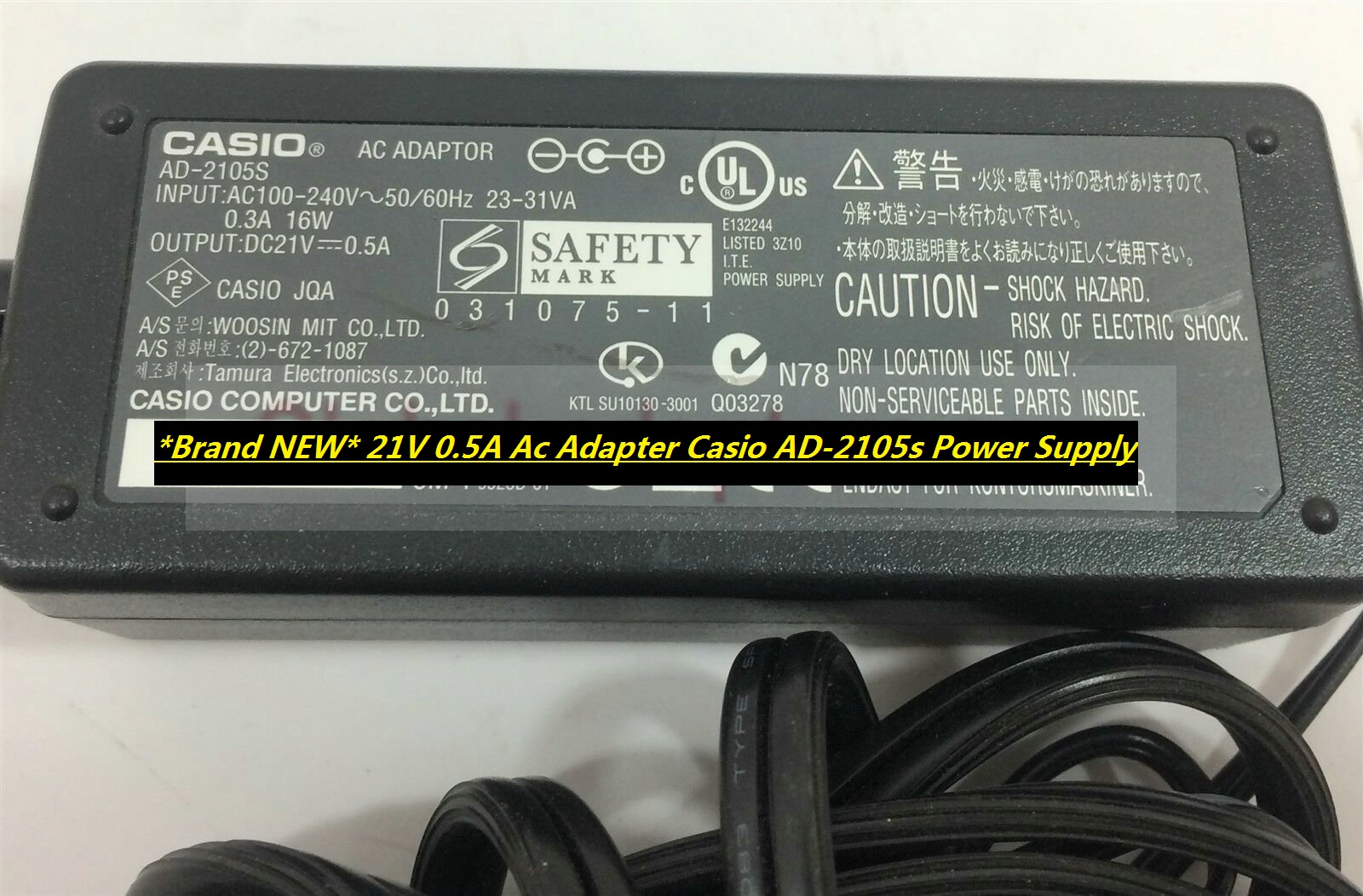 *Brand NEW* 21V 0.5A Ac Adapter Casio AD-2105s Power Supply